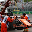 The car Fernando Alonso (ESP) McLaren MCL32 is recovered in FP1 at Formula One World Championship, Rd7, Canadian Grand Prix, Practice, Montreal, Canada, Friday 9 June 2017. © Sutton Motorsport Images