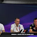 (L to R): Yusuke Hasegawa (JPN) Head of Honda Motorsport, Paddy Lowe (GBR) Williams Shareholder and Technical Director and Jody Egginton, Scuderia Toro Rosso Head of Vehicle Performance in the Press Conference at Formula One World Championship, Rd7, Canadian Grand Prix, Practice, Montreal, Canada, Friday 9 June 2017. © Sutton Motorsport Images