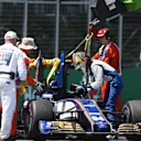 Marshals recover the car of Pascal Wehrlein (GER) Sauber C36 after spinning in Q1 at Formula One World Championship, Rd7, Canadian Grand Prix, Qualifying, Montreal, Canada, Saturday 10 June 2017. © Sutton Motorsport Images