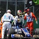 Marshals recover the car of Pascal Wehrlein (GER) Sauber C36 after spinning out in Q1 at Formula One World Championship, Rd7, Canadian Grand Prix, Qualifying, Montreal, Canada, Saturday 10 June 2017. © Sutton Motorsport Images