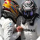 Pole sitter Lewis Hamilton (GBR) Mercedes AMG F1 and Valtteri Bottas (FIN) Mercedes AMG F1 celebrate in parc ferme at Formula One World Championship, Rd7, Canadian Grand Prix, Qualifying, Montreal, Canada, Saturday 10 June 2017. © Sutton Motorsport Images