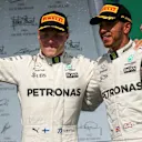 Valtteri Bottas (FIN) Mercedes AMG F1 celebrates on the podium with the champagne alongside race winner Lewis Hamilton (GBR) Mercedes AMG F1 at Formula One World Championship, Rd7, Canadian Grand Prix, Race, Montreal, Canada, Sunday 11 June 2017. © Sutton Motorsport Images