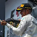 Race winner Lewis Hamilton (GBR) Mercedes AMG F1 celebrates on the podium with the champagne at Formula One World Championship, Rd7, Canadian Grand Prix, Race, Montreal, Canada, Sunday 11 June 2017. © Sutton Motorsport Images