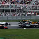 Romain Grosjean (FRA) Haas VF-17, Jolyon Palmer (GBR) Renault Sport F1 Team RS17, Stoffel Vandoorne (BEL) McLaren MCL32 and Lewis Hamilton (GBR) Mercedes-Benz F1 W08 Hybrid at the start of the race at Formula One World Championship, Rd7, Canadian Grand Prix, Race, Montreal, Canada, Sunday 11 June 2017. © Sutton Images