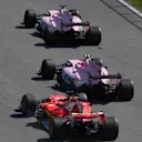 Sergio Perez (MEX) Force India VJM10, Esteban Ocon (FRA) Force India VJM10 and Sebastian Vettel (GER) Ferrari SF70-H battle at Formula One World Championship, Rd7, Canadian Grand Prix, Race, Montreal, Canada, Sunday 11 June 2017. © Sutton Motorsport Images