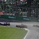 Sergio Perez (MEX) Force India VJM10, Esteban Ocon (FRA) Force India VJM10 and Sebastian Vettel (GER) Ferrari SF70-H battle at Formula One World Championship, Rd7, Canadian Grand Prix, Race, Montreal, Canada, Sunday 11 June 2017. © Sutton Motorsport Images