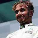 Race winner Lewis Hamilton (GBR) Mercedes AMG F1 celebrates on the podium at Formula One World Championship, Rd7, Canadian Grand Prix, Race, Montreal, Canada, Sunday 11 June 2017. © Sutton Images