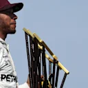 Race winner Lewis Hamilton (GBR) Mercedes AMG F1 celebrateson the podium with the trophy at Formula One World Championship, Rd7, Canadian Grand Prix, Race, Montreal, Canada, Sunday 11 June 2017. © Sutton Images