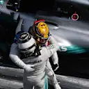 Race winner Lewis Hamilton (GBR) Mercedes AMG F1 and Valtteri Bottas (FIN) Mercedes AMG F1 celebrate in parc ferme at Formula One World Championship, Rd7, Canadian Grand Prix, Race, Montreal, Canada, Sunday 11 June 2017. © Sutton Motorsport Images