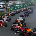 Valtteri Bottas (FIN) Mercedes-Benz F1 W08 Hybrid, Max Verstappen (NED) Red Bull Racing RB13 and Sebastian Vettel (GER) Ferrari SF70-H battle at the start of the race at Formula One World Championship, Rd7, Canadian Grand Prix, Race, Montreal, Canada, Sunday 11 June 2017. © Sutton Images