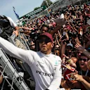 Race winner Lewis Hamilton (GBR) Mercedes AMG F1 celebrates with the fans at Formula One World Championship, Rd7, Canadian Grand Prix, Race, Montreal, Canada, Sunday 11 June 2017. © Sutton Motorsport Images