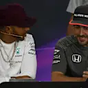 Lewis Hamilton (GBR) Mercedes AMG F1 and Fernando Alonso (ESP) McLaren in the Press Conference at Formula One World Championship, Rd7, Canadian Grand Prix, Preparations, Montreal, Canada, Thursday 8 June 2017. © Sutton Motorsport Images