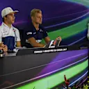 (L to R): Sergio Perez (MEX) Force India, Lance Stroll (CDN) Williams and Marcus Ericsson (SWE) Sauber in the Press Conference at Formula One World Championship, Rd7, Canadian Grand Prix, Preparations, Montreal, Canada, Thursday 8 June 2017. © ÃƒÆ’Ã¢â‚¬Å¡ 2013 KymIllman.com