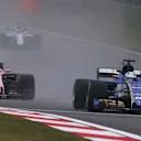 Marcus Ericsson (SWE) Sauber C36 and Esteban Ocon (FRA) Force India VJM10 at Formula One World Championship, Rd2, Chinese Grand Prix, Practice, Shanghai, China, Friday 7 April 2017. © Sutton Motorsport Images