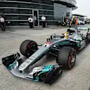 Pole sitter Lewis Hamilton (GBR) Mercedes-Benz F1 W08 Hybrid arrives in parc ferme at Formula One World Championship, Rd2, Chinese Grand Prix, Qualifying, Shanghai, China, Saturday 8 April 2017. © Sutton Motorsport Images