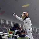 Pole sitter Lewis Hamilton (GBR) Mercedes-Benz F1 W08 Hybrid celebrates in parc ferme at Formula One World Championship, Rd2, Chinese Grand Prix, Qualifying, Shanghai, China, Saturday 8 April 2017. © Sutton Motorsport Images