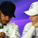 Lewis Hamilton (GBR) Mercedes AMG F1 and Valtteri Bottas (FIN) Mercedes AMG F1 in the Press Conference at Formula One World Championship, Rd2, Chinese Grand Prix, Qualifying, Shanghai, China, Saturday 8 April 2017. © Sutton Motorsport Images