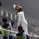Pole sitter Lewis Hamilton (GBR) Mercedes AMG F1 celebrates in parc ferme at Formula One World Championship, Rd2, Chinese Grand Prix, Qualifying, Shanghai, China, Saturday 8 April 2017. © Sutton Motorsport Images