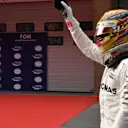Pole sitter Lewis Hamilton (GBR) Mercedes AMG F1celebrates in parc ferme at Formula One World Championship, Rd2, Chinese Grand Prix, Qualifying, Shanghai, China, Saturday 8 April 2017. © Sutton Motorsport Images