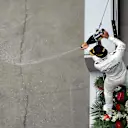 Race winner Lewis Hamilton (GBR) Mercedes AMG F1 celebrates on the podium with the champagne at Formula One World Championship, Rd2, Chinese Grand Prix, Race, Shanghai, China, Sunday 9 April 2017. © Sutton Motorsport Images