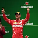 Sebastian Vettel (GER) Ferrari celebrates on the podium at Formula One World Championship, Rd2, Chinese Grand Prix, Race, Shanghai, China, Sunday 9 April 2017. © Sutton Motorsport Images