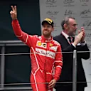 Sebastian Vettel (GER) Ferrari celebrates on the podium at Formula One World Championship, Rd2, Chinese Grand Prix, Race, Shanghai, China, Sunday 9 April 2017. © Sutton Motorsport Images