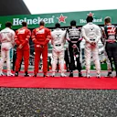 Drivers observe the National Anthem on the grid at Formula One World Championship, Rd2, Chinese Grand Prix, Race, Shanghai, China, Sunday 9 April 2017. © Sutton Motorsport Images