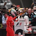 Lewis Hamilton (GBR) Mercedes AMG F1 and Sebastian Vettel (GER) Ferrari in parc ferme at Formula One World Championship, Rd2, Chinese Grand Prix, Race, Shanghai, China, Sunday 9 April 2017. © Sutton Motorsport Images