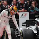 Race winner Lewis Hamilton (GBR) Mercedes-Benz F1 W08 Hybrid in parc ferme at Formula One World Championship, Rd2, Chinese Grand Prix, Race, Shanghai, China, Sunday 9 April 2017. © Sutton Motorsport Images