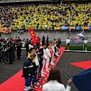 Drivers observe the National Anthem on the grid at Formula One World Championship, Rd2, Chinese Grand Prix, Race, Shanghai, China, Sunday 9 April 2017. © Sutton Motorsport Images