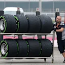 Scuderia Toro Rosso mechanic and Pirelli tyres at Formula One World Championship, Rd2, Chinese Grand Prix, Preparations, Shanghai, China, Thursday 6 April 2017. © Sutton Motorsport Images