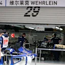 The garage of Antonio Giovinazzi (ITA) Sauber with Pascal Wehrlein (GER) Sauber sign at Formula One World Championship, Rd2, Chinese Grand Prix, Preparations, Shanghai, China, Thursday 6 April 2017. © Sutton Motorsport Images
