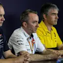 Paul Monaghan (GBR) Red Bull Racing Chief Engineer, Paddy Lowe (GBR) Williams Shareholder and Technical Director and Nick Chester (GBR) Renault Sport F1 Team Technical Director in the Press Conference at Formula One World Championship, Rd11, Hungarian Grand Prix, Practice, Hungaroring, Hungary, Friday 28 July 2017. © Sutton Images