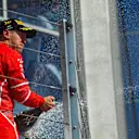 Race winner Sebastian Vettel (GER) Ferrari celebrates on the podium with the champagne at Formula One World Championship, Rd11, Hungarian Grand Prix, Race, Hungaroring, Hungary, Sunday 30 July 2017. © Sutton Images