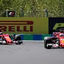 Sebastian Vettel (GER) Ferrari SF70-H and Kimi Raikkonen (FIN) Ferrari SF70-H at Formula One World Championship, Rd11, Hungarian Grand Prix, Race, Hungaroring, Hungary, Sunday 30 July 2017. © Sutton Images
