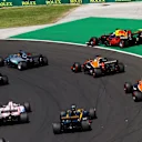 Daniel Ricciardo (AUS) Red Bull Racing RB13 with damage at the start of the race at Formula One World Championship, Rd11, Hungarian Grand Prix, Race, Hungaroring, Hungary, Sunday 30 July 2017. © Sutton Images