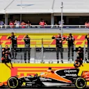 Fernando Alonso (ESP) McLaren MCL32 crosses the line for 6th place at Formula One World Championship, Rd11, Hungarian Grand Prix, Race, Hungaroring, Hungary, Sunday 30 July 2017. © Sutton Images