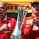 Jock Clear (GBR) Ferrari Chief Engineer and Kimi Raikkonen (FIN) Ferrari celebrate on the podium at Formula One World Championship, Rd11, Hungarian Grand Prix, Race, Hungaroring, Hungary, Sunday 30 July 2017. © Sutton Images
