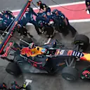 Daniel Ricciardo (AUS) Red Bull Racing RB13 pit stop at Formula One World Championship, Rd13, Italian Grand Prix, Qualifying, Monza, Italy, Saturday 2 September 2017. © Sutton Images