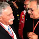 Chase Carey (USA) Chief Executive Officer and Executive Chairman of the Formula One Group and Sergio Marchionne (ITA) CEO FIAT at Ferrari 70th Anniversary at Formula One World Championship, Rd13, Italian Grand Prix, Qualifying, Monza, Italy, Saturday 2 September 2017. © Sutton Images