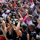 Race winner Lewis Hamilton (GBR) Mercedes AMG F1 celebrates with the fans at Formula One World Championship, Rd13, Italian Grand Prix, Race, Monza, Italy, Sunday 3 September 2017. © Sutton Images
