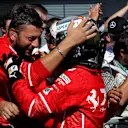 Sebastian Vettel (GER) Ferrari celebrates in parc ferme with the team at Formula One World Championship, Rd13, Italian Grand Prix, Race, Monza, Italy, Sunday 3 September 2017. © Sutton Images