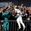 Race winner Lewis Hamilton (GBR) Mercedes AMG F1 celebrates in parc ferme with the team at Formula One World Championship, Rd13, Italian Grand Prix, Race, Monza, Italy, Sunday 3 September 2017. © Sutton Images