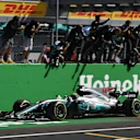 Race winner Lewis Hamilton (GBR) Mercedes-Benz F1 W08 Hybrid crosses the line at Formula One World Championship, Rd13, Italian Grand Prix, Race, Monza, Italy, Sunday 3 September 2017. © Sutton Images