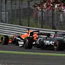 Fernando Alonso (ESP) McLaren MCL32 and Romain Grosjean (FRA) Haas VF-17 at Formula One World Championship, Rd13, Italian Grand Prix, Race, Monza, Italy, Sunday 3 September 2017. © Sutton Images