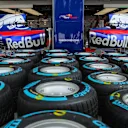 Scuderia Toro Rosso STR12 bodywork detail in the garage with Pirelli tyres at Formula One World Championship, Rd13, Italian Grand Prix, Preparations, Monza, Italy, Thursday 31 August 2017. © Sutton Images