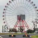 Jolyon Palmer (GBR) Renault Sport F1 Team RS17 and Max Verstappen (NED) Red Bull Racing RB13 at Formula One World Championship, Rd16, Japanese Grand Prix, Practice, Suzuka, Japan, Friday 6 October 2017. © Kym Illman/Sutton Images