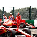 Sebastian Vettel (GER) Ferrari SF70-H passes Kimi Raikkonen (FIN) Ferrari who crashed in FP3 at Formula One World Championship, Rd16, Japanese Grand Prix, Qualifying, Suzuka, Japan, Saturday 7 October 2017. © Steven Tee/LAT/Sutton Images