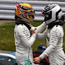 Pole sitter Lewis Hamilton (GBR) Mercedes AMG F1 and Valtteri Bottas (FIN) Mercedes AMG F1 celebrate in parc ferme at Formula One World Championship, Rd16, Japanese Grand Prix, Qualifying, Suzuka, Japan, Saturday 7 October 2017. © Mark Sutton/Sutton Images