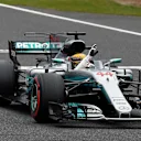Lewis Hamilton (GBR) Mercedes-Benz F1 W08 Hybrid celebrates in parc ferme at Formula One World Championship, Rd16, Japanese Grand Prix, Qualifying, Suzuka, Japan, Saturday 7 October 2017. © Mark Sutton/Sutton Images
